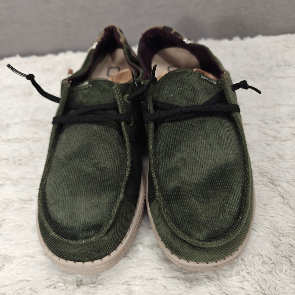 Hey Dude Womens 9 Wendy Corduroy Winter Moss Loafers Slip On Lightweight Coastal